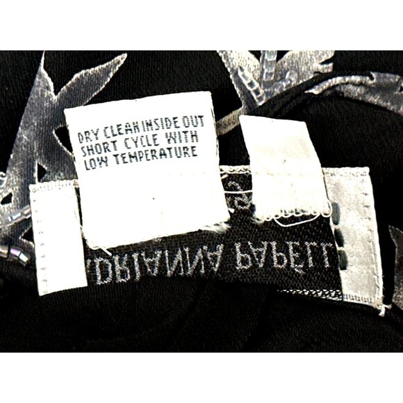 Adrianna Papell Size 8 Evening Gown Black Silver Moonlight Floral Embroidery - Picture 11 of 12